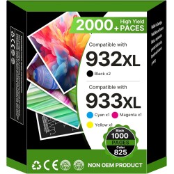 932XL 933XL Cartouches d'encre Remplacement pour HP 932 932 XL 933 XL pour HP OfficeJet 6600 7612 6700 7510 7110 7610 6100 (2 No