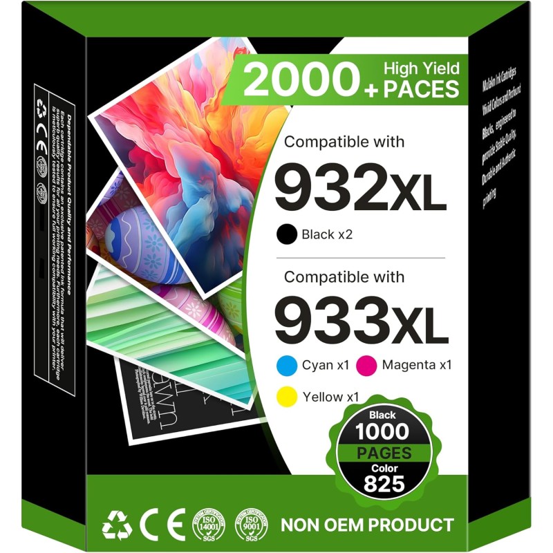 932XL 933XL Cartouches d'encre Remplacement pour HP 932 932 XL 933 XL pour HP OfficeJet 6600 7612 6700 7510 7110 7610 6100 (2 No