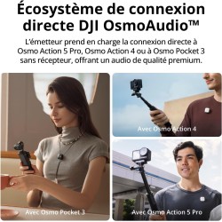 DJI Mic Mini (2 TX + 1 RX + Boîtier de Recharge), Ultra-léger, Audio de HQ, 48 h d’Utilisation, Annulation du Bruit, Limite Auto