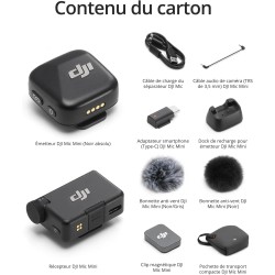 DJI Mic Mini (1 TX + 1 RX), Ultra-léger, Audio de Haute qualité, Annulation du Bruit, Limite Automatique, Microphone sans Fil po