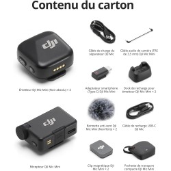 DJI Mic Mini (2 TX + 1 RX), Audio Riche en détails, Microphone Cravate sans Fil pour caméra/Android, vlog à 2 Personnes, Product