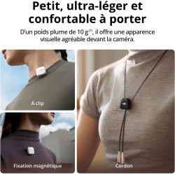 DJI Émetteur Mic Mini (Blanc Arctique), Ultra-léger, Audio de Haute qualité, OsmoAudio, Annulation du Bruit, Microphone sans Fil