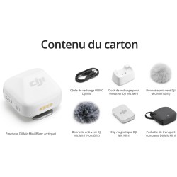 DJI Émetteur Mic Mini (Blanc Arctique), Ultra-léger, Audio de Haute qualité, OsmoAudio, Annulation du Bruit, Microphone sans Fil