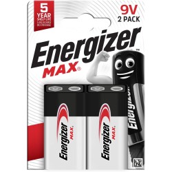 Energizer max 9v piles alcalines, lot de 2 e300115801 orange