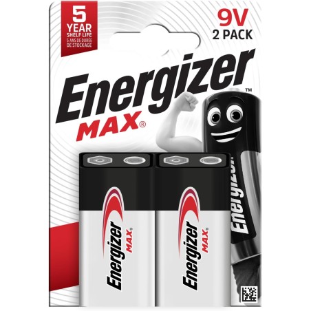 Energizer max 9v piles alcalines, lot de 2 e300115801 orange