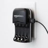 Amazon Basics Chargeur de Piles Ni-MH AA et AAA avec Port USB, Noir