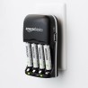 Amazon Basics Chargeur de Piles Ni-MH AA et AAA avec Port USB, Noir