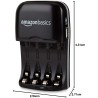 Amazon Basics Chargeur de Piles Ni-MH AA et AAA avec Port USB, Noir