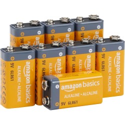 Amazon Basics Lot de 8 Piles alcalines 9 V, 9V/6LR61, durée de Conservation de 5 Ans, pour détecteur de fumée/CO, électroniques 