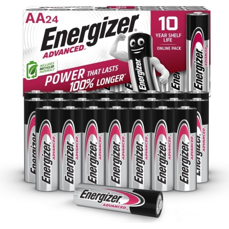 Energizer Advanced - Piles AA (Lot de 24) - Alcaline 1,5V - Haute Performance - Télécommandes, Jouets et Électroniques - Made in