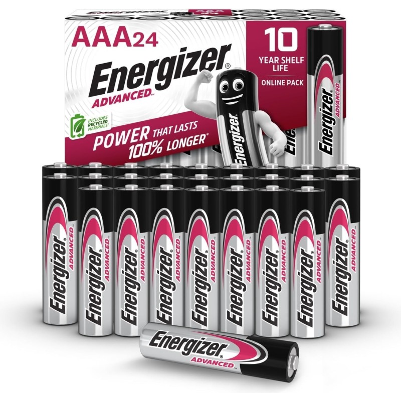 Energizer Advanced - Piles AAA (Lot de 24) Alcaline 1,5V - Haute Performance - Télécommandes, Jouets et Électroniques - Made in 