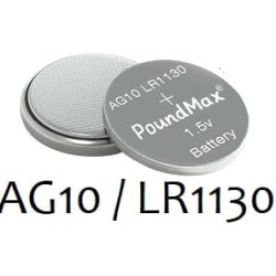 PoundMax Lot de 10 piles bouton alcalines AG10, LR54, 1,5 V