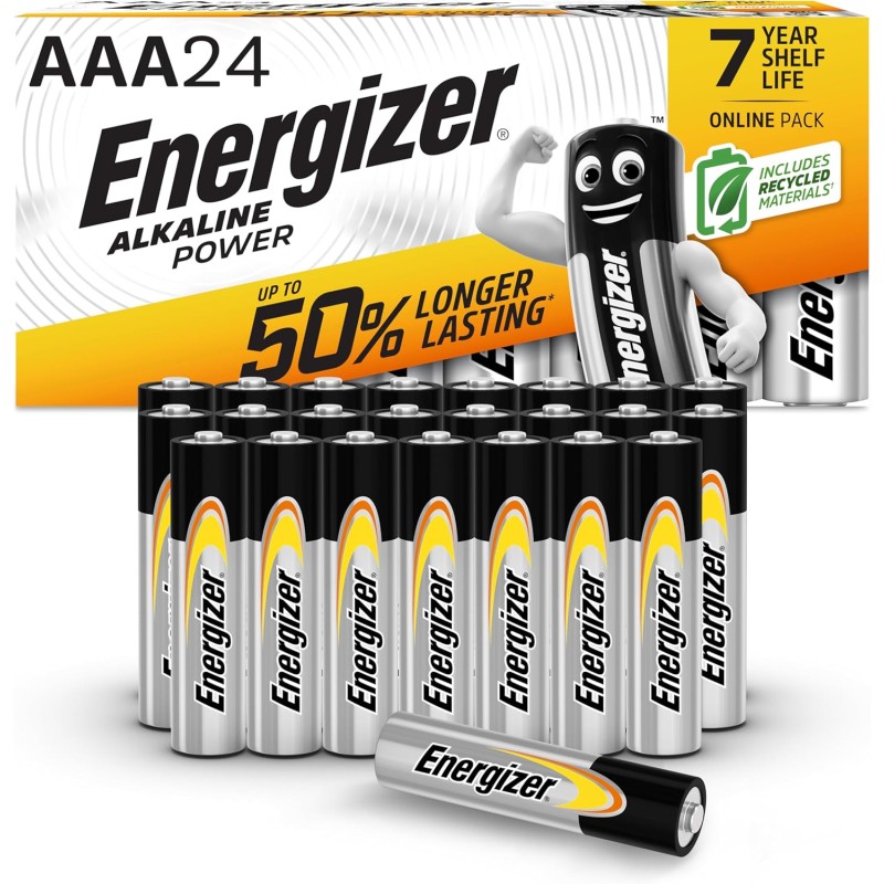 Energizer Alkaline Power - Piles AAA (Lot de 24) - Alcaline 1,5V - Énergie Longue durée - Idéales pour Les appareils du Quotidie