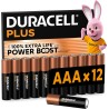 DURACELL Plus Piles AAA (Lot de 12) – Piles Alcalines 1,5 V–Durent jusqu’à 100 % plus longtemps grâce aux Actifs POWER BOOST–Fia