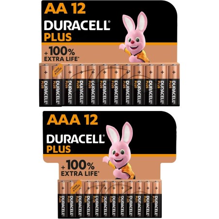 Piles AA & AAA Duracell Plus (Lot Combo par 24) - Alcalines 1,5V - Jusqu’à 100% Plus Longtemps - Idéales pour Les appareils du Q