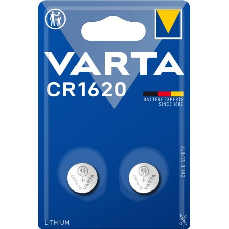 VARTA Piles Bouton CR1620, lot de 2, Lithium Coin, 3V, emballage sécurisé pour les enfants, pour petits appareils électroniques 