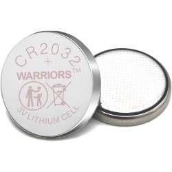Warriors Pile CR2032 3V Lithium (x10) Pile Bouton Longue Durée pour Montres Télécommandes Clés Calculatrices Sécurité Enfant