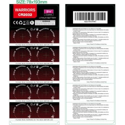 Warriors Pile CR2032 3V Lithium (x10) Pile Bouton Longue Durée pour Montres Télécommandes Clés Calculatrices Sécurité Enfant