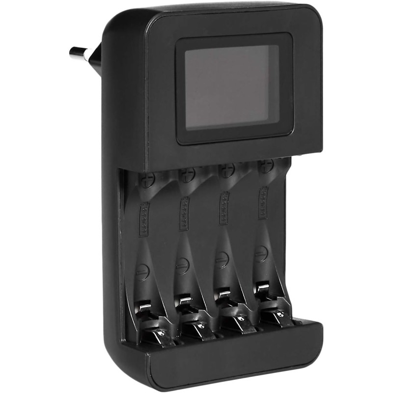 Amazon Basics Chargeur de numérique et Intelligent, pour 4 Piles AA, AAA, Noir