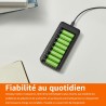 Amazon Basics Lot de 8 piles rechargeables NiMh AAA 800 mAh + lot de 8 piles rechargeables NiMh AA 2000 mAh, avec chargeur de pi