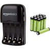 Amazon Basics Chargeur de Piles Ni-MH AA et AAA avec Port USB & Piles Rechargeables AAA, Pré-Chargées - Lot de 12