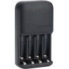 Amazon Basics Chargeur de piles pour piles rechargeables AA et AAA NiMh - Prise européenne, 4 emplacements, Noir