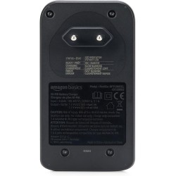 Amazon Basics Chargeur de piles pour piles rechargeables AA et AAA NiMh - Prise européenne, 4 emplacements, Noir