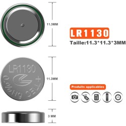 Paquet de 20 Piles Bouton alcaline de la Pile LR1130 AG10