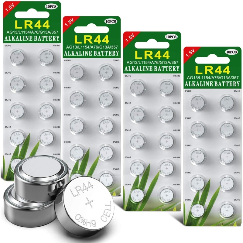 Blister 40 Piles Boutons AG13 LR44/LR1154/357 sans Mercure