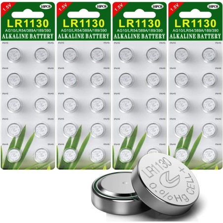LR1130 AG10 Paquet de 40 Piles Bouton alcaline de la Pile