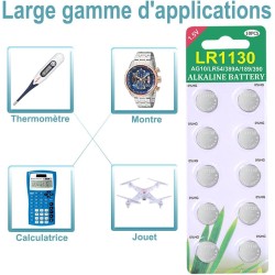 LR1130 AG10 Paquet de 40 Piles Bouton alcaline de la Pile