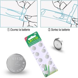 LR1130 AG10 Paquet de 40 Piles Bouton alcaline de la Pile