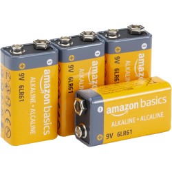 Amazon Basics Lot de 4 piles alcalines 9 V, 9V/6LR61, durée de conservation de 5 ans, pour détecteur de fumée/CO, électroniques 