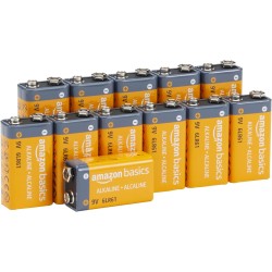 Amazon Basics Lot de 12 piles alcalines 9 V, 9V/6LR61, durée de conservation de 5 ans, pour détecteur de fumée/CO, électroniques