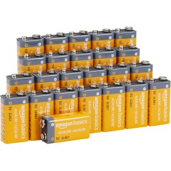 Amazon Basics Lot de 24 piles alcalines 9 V, 9V/6LR61, durée de conservation de 5 ans, pour détecteur de fumée/CO, électroniques