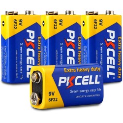 Pile 9V 6F22 Carré Haute Performance pour Détecteurs de Fumée,Voiture Télécommandée - 4 Pièces - PKCELL