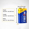 Pile 9V 6F22 Carré Haute Performance pour Détecteurs de Fumée,Voiture Télécommandée - 4 Pièces - PKCELL