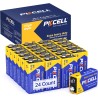 PKCELL Lot de 24 piles 9 V 6F22/PP3 haute performance pour détecteurs de fumée, voiture télécommandée
