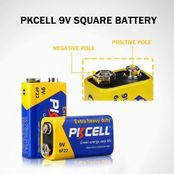 PKCELL Lot de 24 piles 9 V 6F22/PP3 haute performance pour détecteurs de fumée, voiture télécommandée