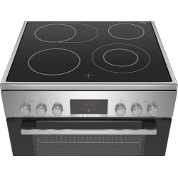 Bosch HKR39C250 Série 4 Cuisinière électrique 60 cm de large, EcoClean Direct, 3D air chaud cuisson à 3 niveaux, contrôle de l'é