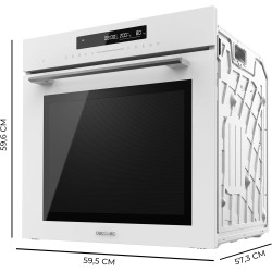 Cecotec four encastrable 60cm bolero hexa sm406000 glass blanc a+. 2900w, 72l, 12 fonctions, steak master, pizza master, steam a