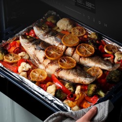 Cecotec four encastrable 60cm bolero hexa sm406000 glass gris a+. 2900w, 72l, 12 fonctions avec steak master, pizza master, stea