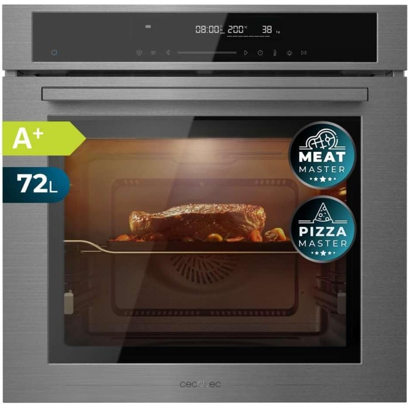 Cecotec Four encastrable 60cm Bolero Hexa SM406000 Edge+ A+. 2900W, 72L, 12 Fonctions, Steak Master, Pizza Master, Steam Assist,