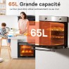 Karinear Four Electrique 60 cm avec Bouton de Commande, Four Encastrable 65 L, 4 Programmes, 50-250 °C, avec Panneau en Acier In