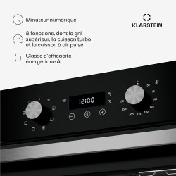 Klarstein SpaceSmart Four Encastrable Chaleur Tournante - 41 L, 8 Fonctions, Minuterie Numérique, Nettoyage Vapeur, Porte Amovib