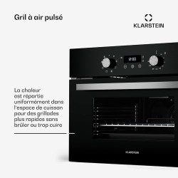 Klarstein SpaceSmart Four Encastrable Chaleur Tournante - 41 L, 8 Fonctions, Minuterie Numérique, Nettoyage Vapeur, Porte Amovib