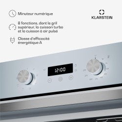 Klarstein SpaceSmart Four Encastrable Chaleur Tournante - 41 L, 8 Fonctions, Minuterie Numérique, Nettoyage Vapeur, Porte Amovib