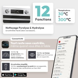 CANDY - Four Encastrable à Chaleur Tournante - Pyrolyse/Hydrolyse - 6 Niveaux de Cuisson - Classe Énergétique A++ - Cavité XXL (