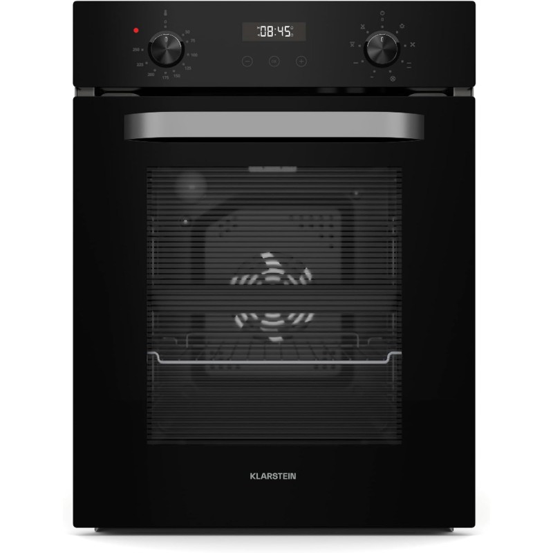 Klarstein SmartSlim Four Encastrable 45 cm - 49 L, 9 Fonctions, Minuterie Numérique, Nettoyage à la Vapeur, Gril Ventilé, Verre 