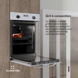 Klarstein SmartSlim Four Encastrable 45 cm - 49 L, 9 Fonctions, Minuterie Numérique, Nettoyage à la Vapeur, Gril Ventilé, Classe
